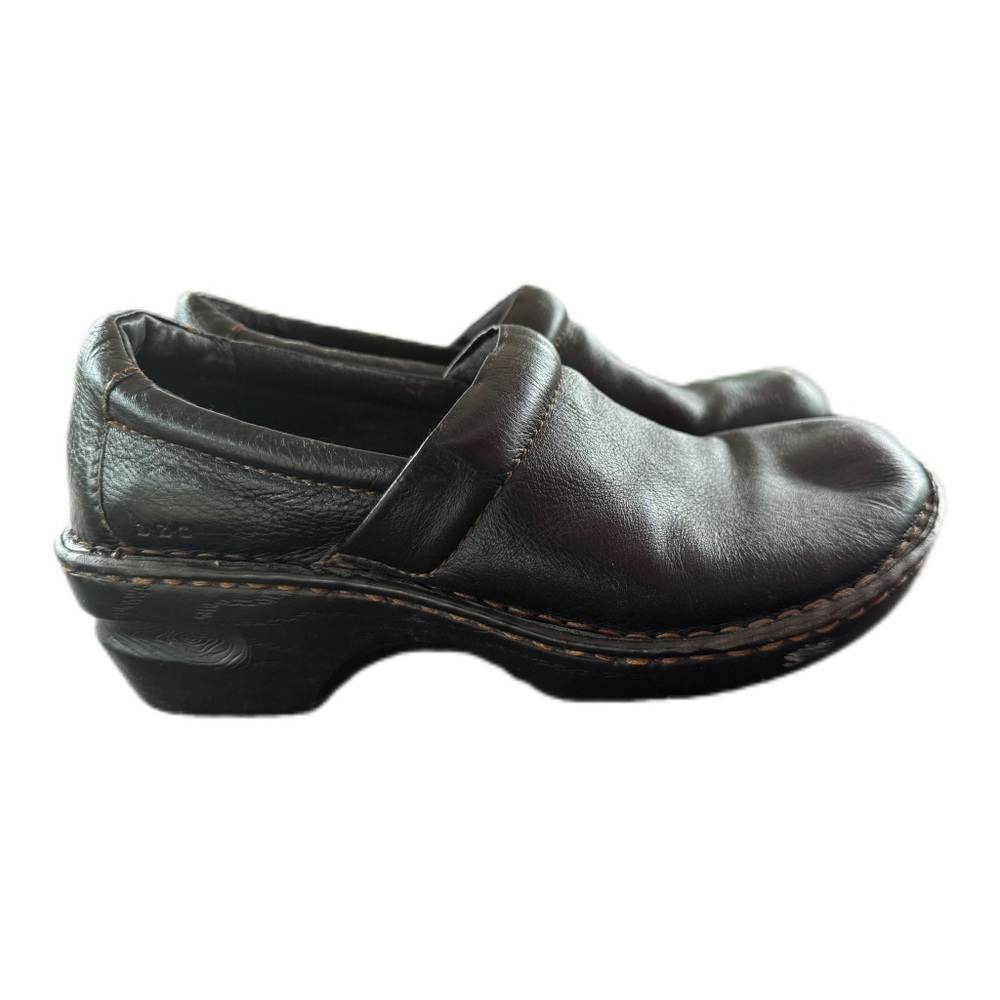 BOC Born Concept Shoes Womens 8 Peggy Clogs Heels Black Leather Slip On 90s Y2K